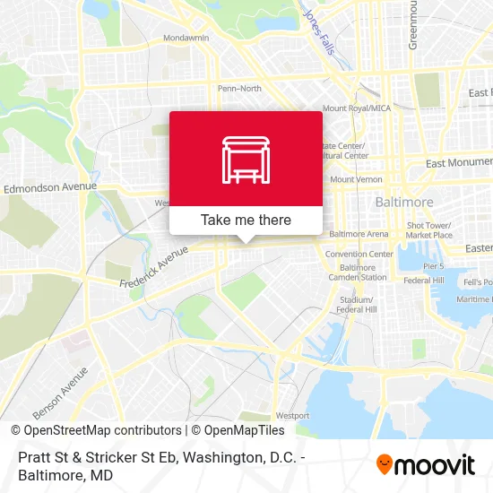 Pratt St & Stricker St Eb map