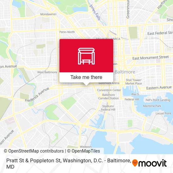 Pratt St & Poppleton St map