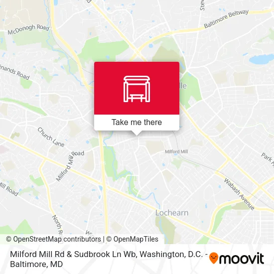 Milford Mill Rd & Sudbrook Ln Wb map