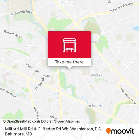 Milford Mill Rd & Cliffedge Rd Wb map