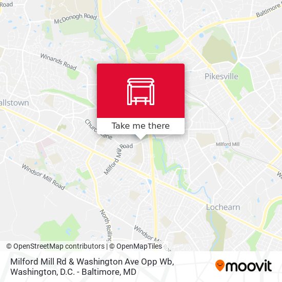 Milford Mill Rd & Washington Ave Opp Wb map