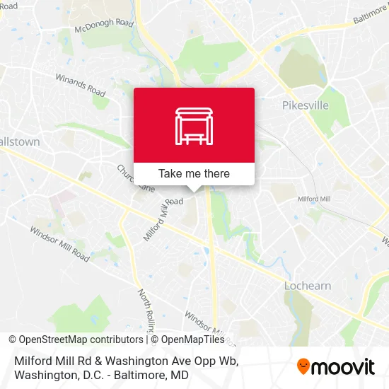 Milford Mill Rd & Washington Ave Opp Wb map