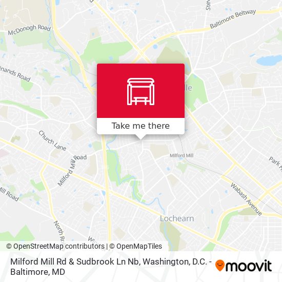 Milford Mill Rd & Sudbrook Ln Nb map