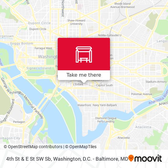 4th St & E St SW Sb map