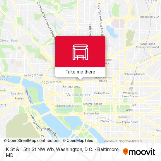 Mapa de K St & 15th St NW Wb