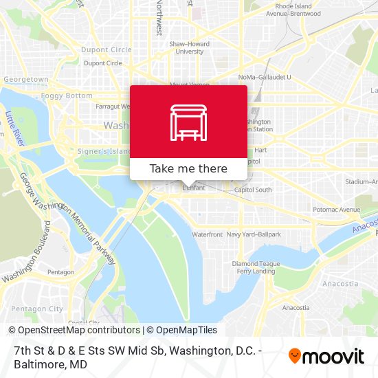 7th St & D & E Sts SW Mid Sb map