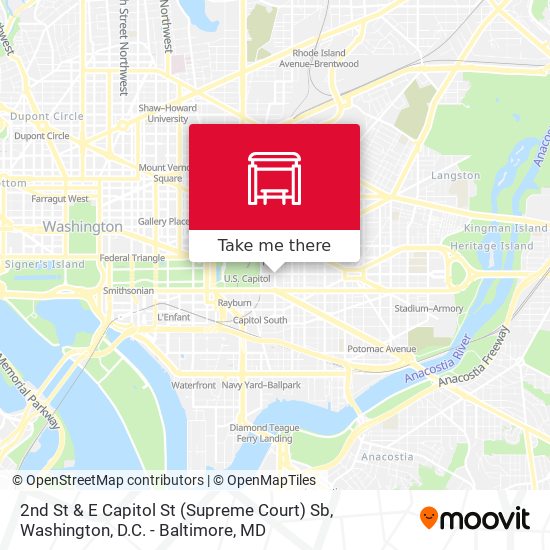 2nd St & E Capitol St (Supreme Court) Sb map