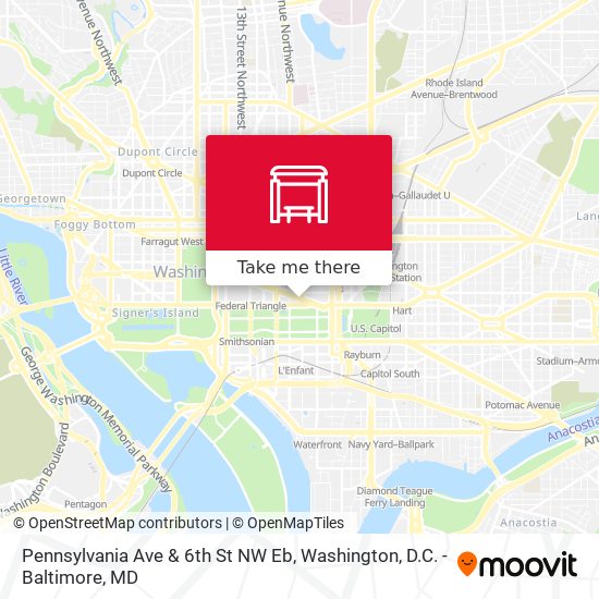 Pennsylvania Ave & 6th St NW Eb map