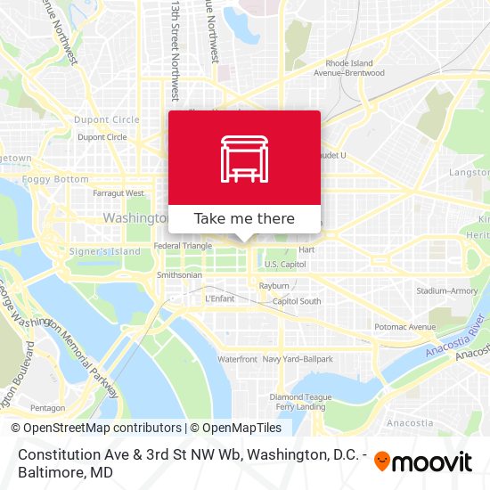 Constitution Ave & 3rd St NW Wb map