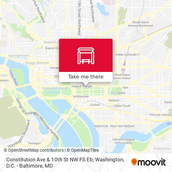 Constitution Ave & 10th St NW FS Eb map