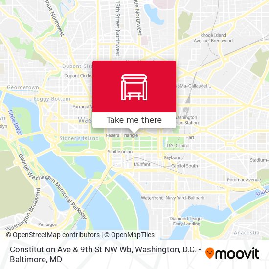 Constitution Ave & 9th St NW Wb map