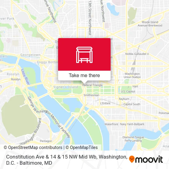 Mapa de Constitution Ave & 14 & 15 NW Mid Wb