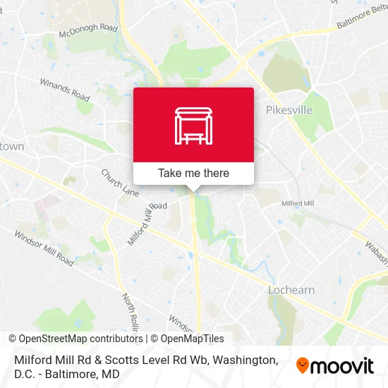 Milford Mill Rd & Scotts Level Rd Wb map
