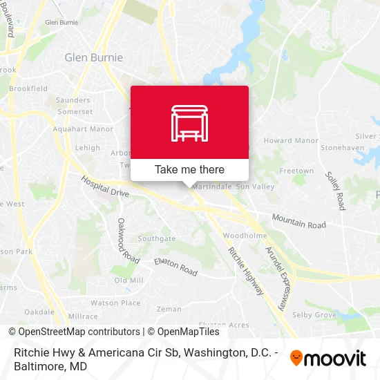 Ritchie Hwy & Americana Cir Sb map