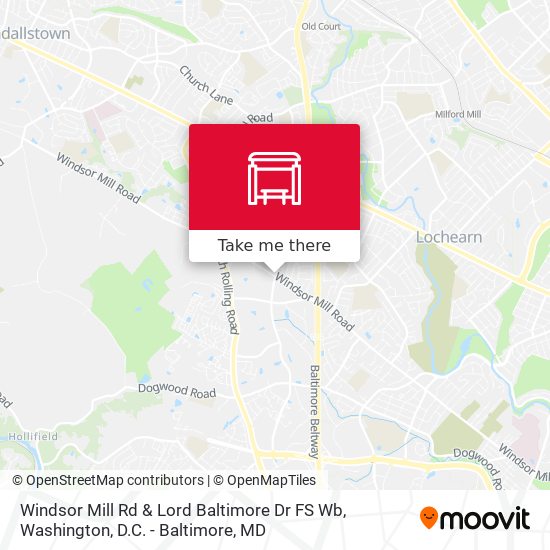 Windsor Mill Rd & Lord Baltimore Dr FS Wb map