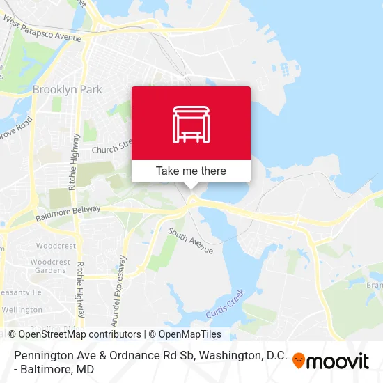 Pennington Ave & Ordnance Rd Sb map