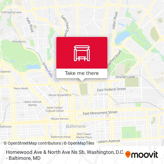 Homewood Ave & North Ave Ns Sb map