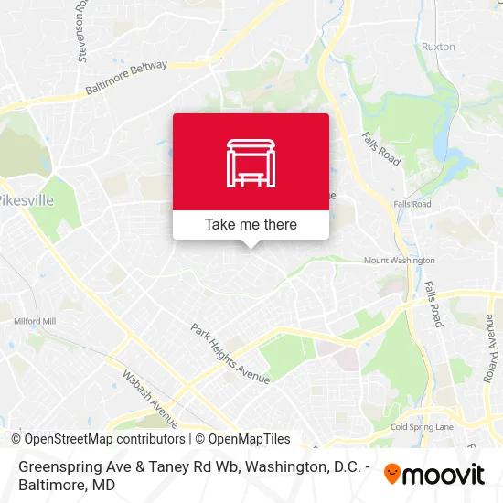 Greenspring Ave & Taney Rd Wb map