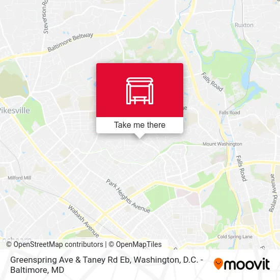 Greenspring Ave & Taney Rd Eb map
