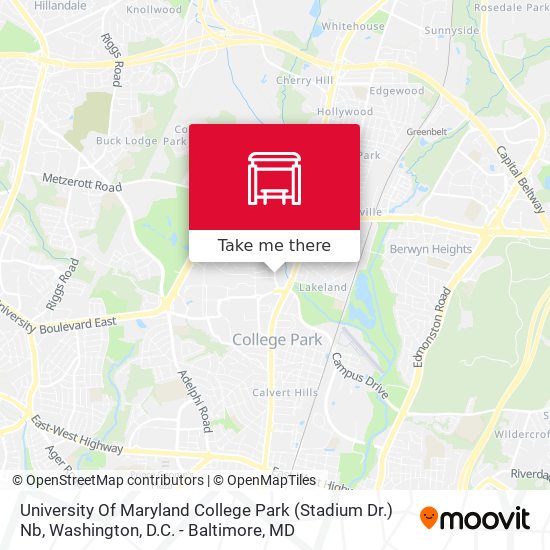 University Of Maryland College Park (Stadium Dr.) Nb map