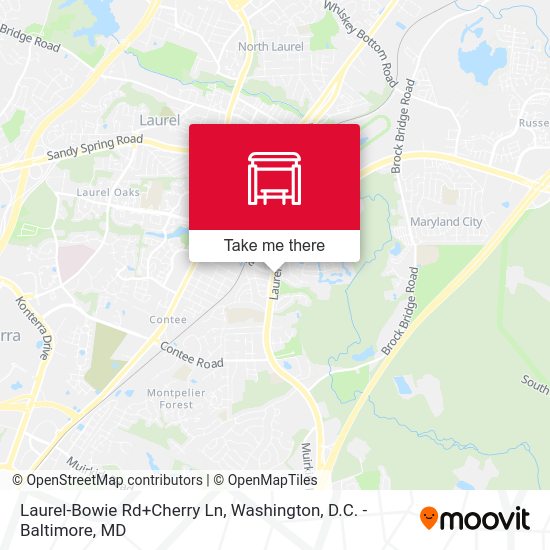 Laurel-Bowie Rd+Cherry Ln map