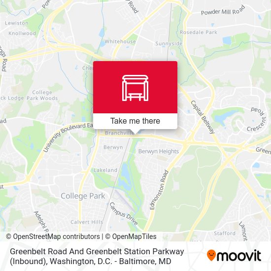 Mapa de Greenbelt Road And Greenbelt Station Parkway (Inbound)