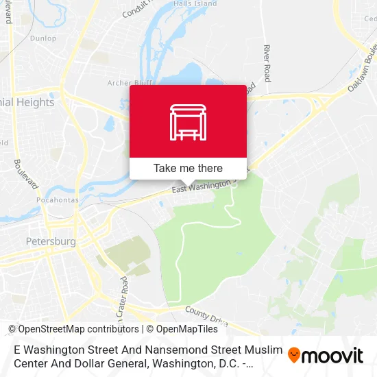 E Washington Street And Nansemond Street Muslim Center And Dollar General map