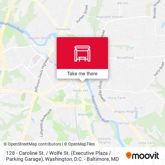 Mapa de 128 - Caroline St. / Wolfe St. (Executive Plaza / Parking Garage)