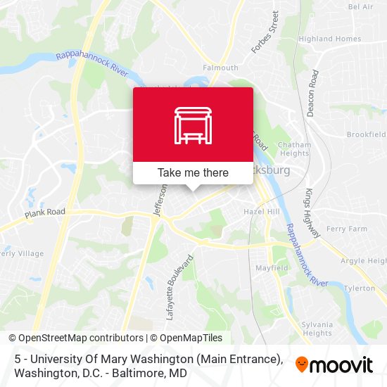 Mapa de 5 - University Of Mary Washington (Main Entrance)