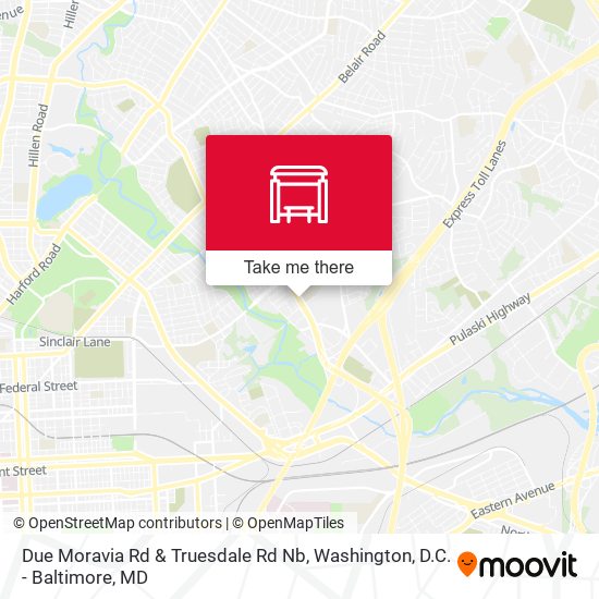 Due Moravia Rd & Truesdale Rd Nb map