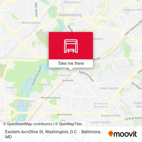 Eastern Av+Olive St map