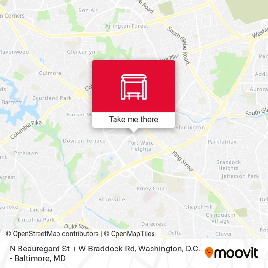 N Beauregard St + W Braddock Rd map