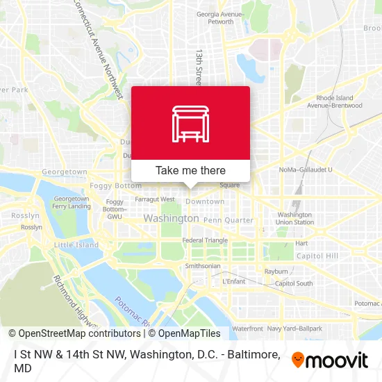 I St NW & 14th St NW map