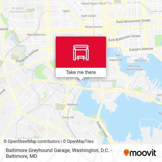 Baltimore Greyhound Garage map
