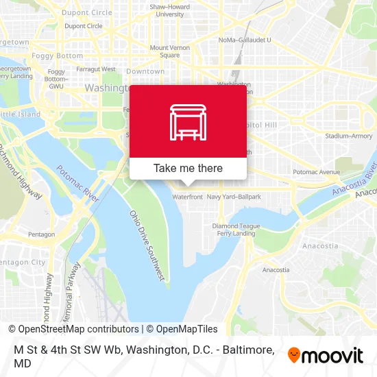 M St & 4th St SW Wb map