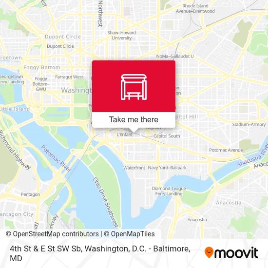 4th St & E St SW Sb map