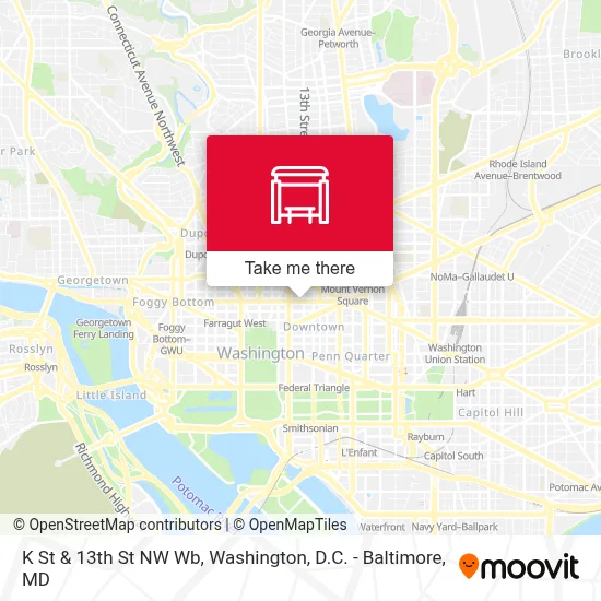 K St & 13th St NW Wb map