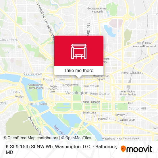 K St & 15th St NW Wb map