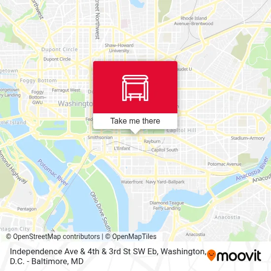 Independence Ave & 4th & 3rd St SW Eb map