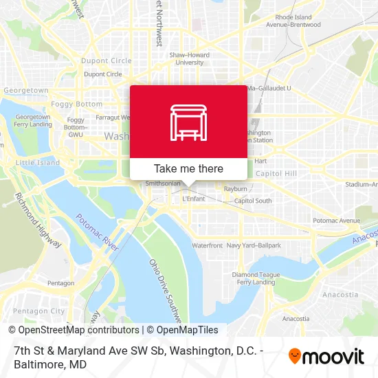 7th St & Maryland Ave SW Sb map