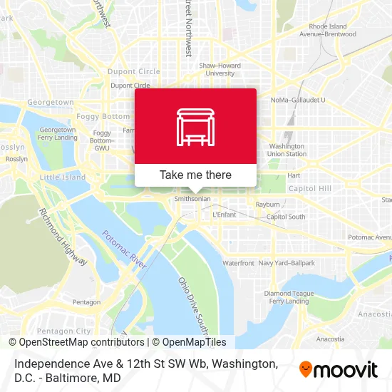 Independence Ave & 12th St SW Wb map