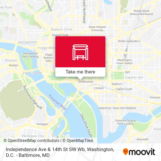 Independence Ave & 14th St SW Wb map
