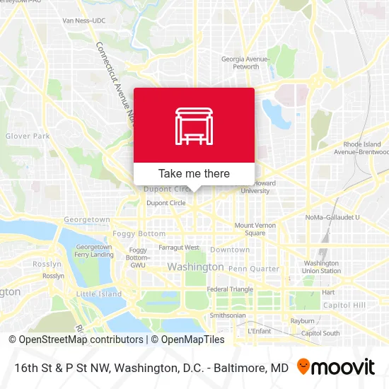 16th St & P St NW map