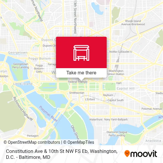 Constitution Ave & 10th St NW FS Eb map