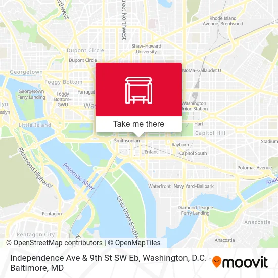 Independence Ave & 9th St SW Eb map