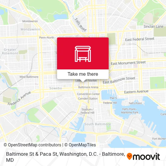 Baltimore St & Paca St map