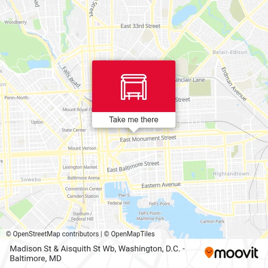 Madison St & Aisquith St Wb map