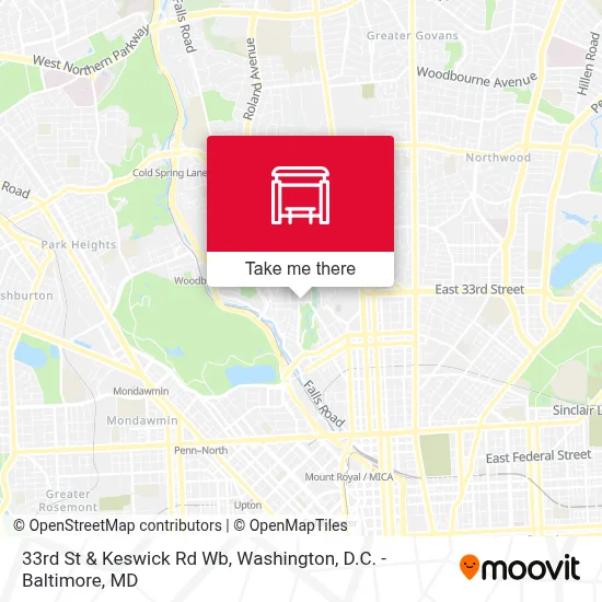 33rd St & Keswick Rd Wb map