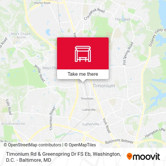 Timonium Rd & Greenspring Dr FS Eb map