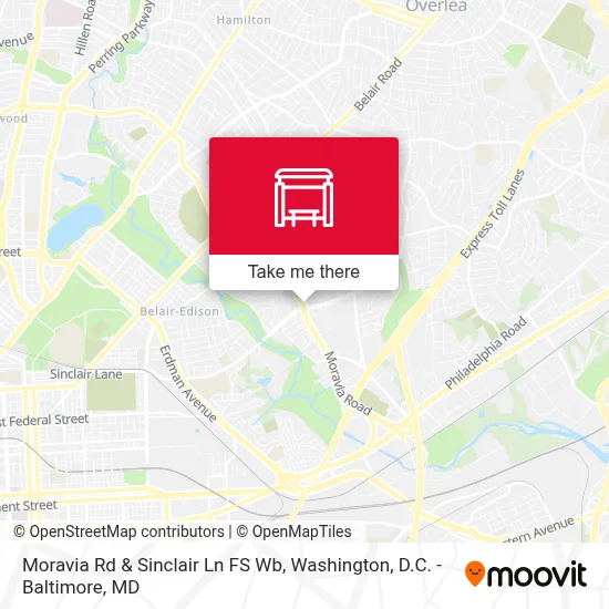 Moravia Rd & Sinclair Ln FS Wb map